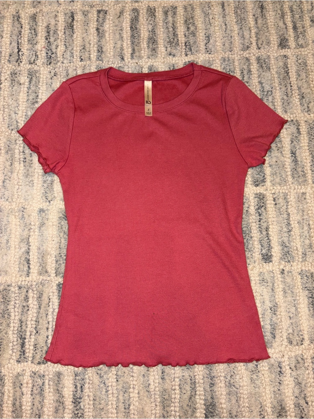 Aeropostale Classic Ribbed Short-Sleeve Top - Pink